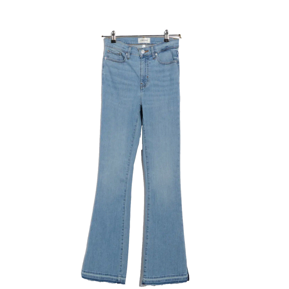 FRAME Le Easy Flare Jeans 32 Blue Wash Released Hem NWT - Picture 2 of 5